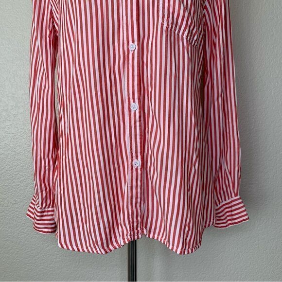 Beachlunchlounge Red White Stripe Front Button down Shirt - Picture 4 of 11